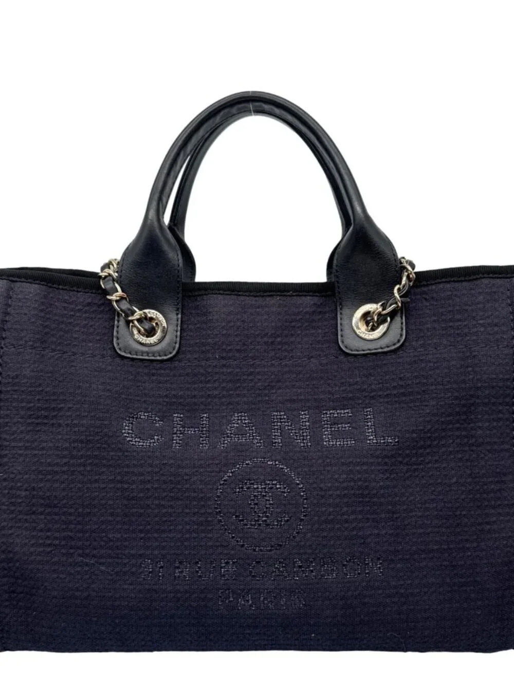 Chanel  Deauville Small Mixed Fibers Tote Bag Navy Blue